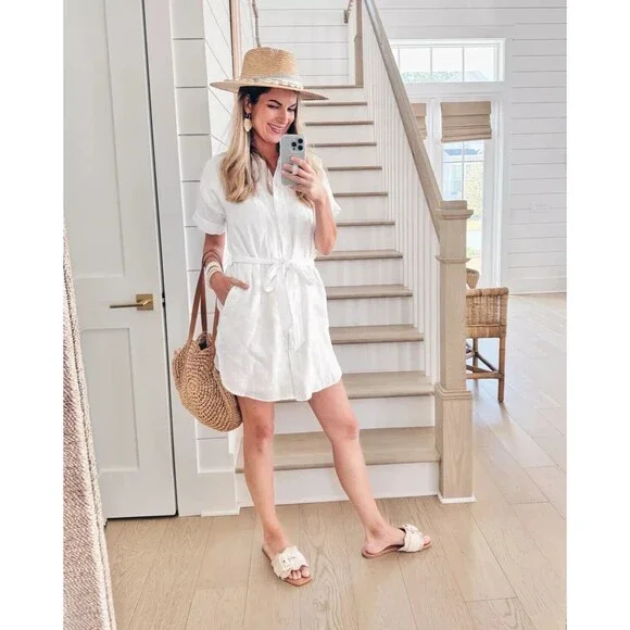 chinese dress ladies J. Crew Peach Linen Relaxed Fit Shirt Dress- Size XL (sold out online) –  The Saved Collection